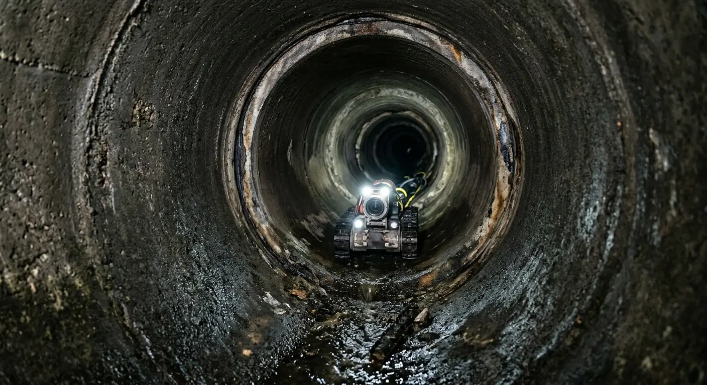 Robotic sewer camera inspecting pipe interior for Drain Snake Service in Waimea